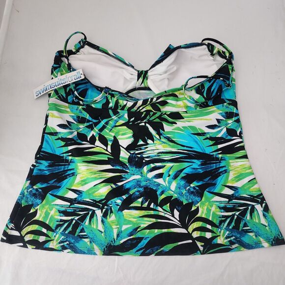 Swim suits for all 2 Pc Blue & Green Tropical Women's Swimsuit - Picture 4 of 7